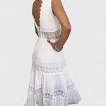 Alena lace V neck tiered midi dress, view 12