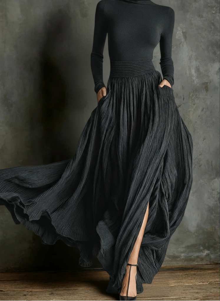 Raquel high waisted maxi dress in Black, view 2
