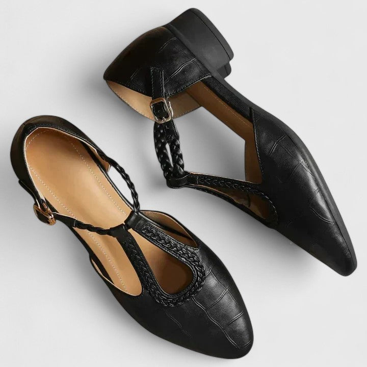 Delvynne Pointed T Strap Sandals, view 2
