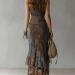María retro print maxi dress, view 3