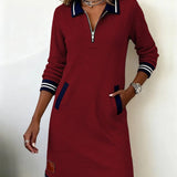 Chic Long Sleeve Cotton Dress, view 16