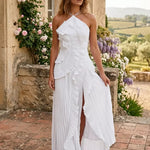 Eleonora Elegant Ruffled Dress in White, view 12