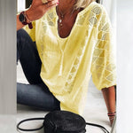 Harper breezy crochet detail blouse in Yellow, view 5