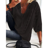 Harper breezy crochet detail blouse in Black, view 3