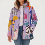 Isla lilac print quilted jacket, front view