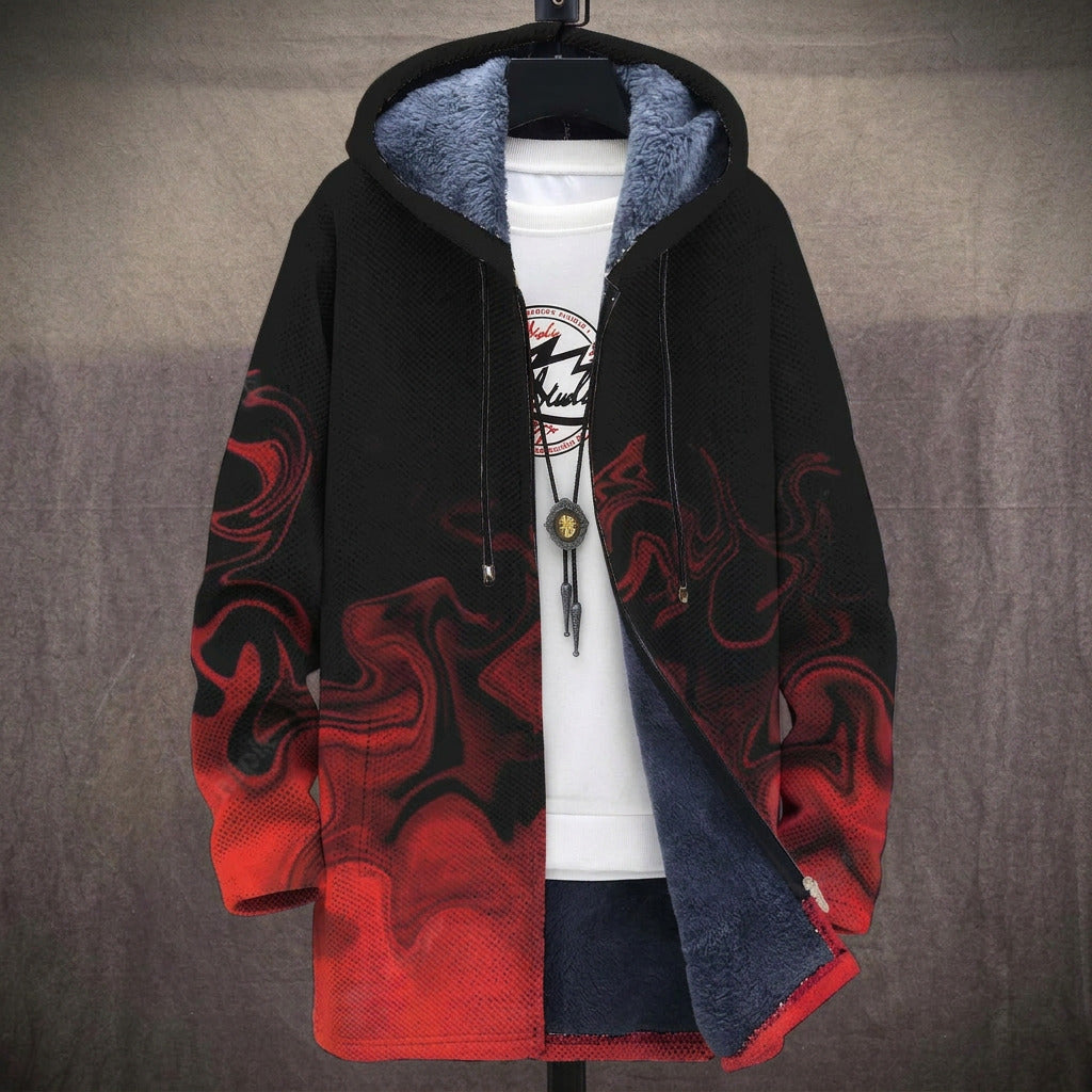 Jessica - Red Smoke on Black Jacket, front view