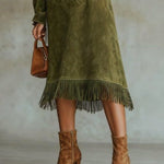 Juniper suede look fringe dress, view 4