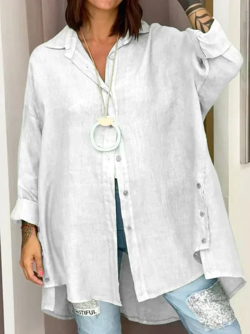 Nadine luxe oversized shirt in White, front view