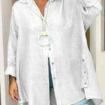 Nadine luxe oversized shirt in White, front view