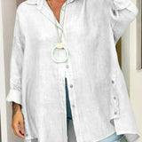 Nadine luxe oversized shirt in White, front view