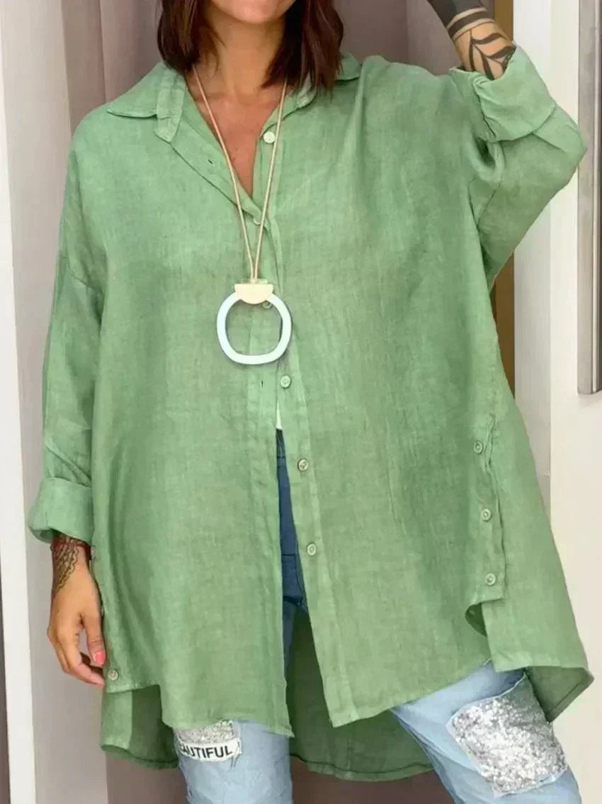 Nadine luxe oversized shirt in Green, view 2
