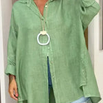 Nadine luxe oversized shirt in Green, view 2