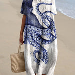 Tesseline octopus print cotton dress, front view