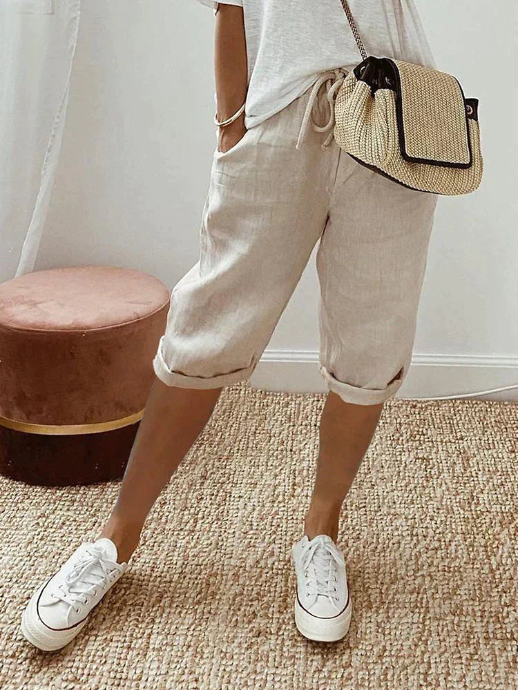 Claire cotton shorts for women in Beige, view 2