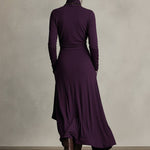 Natalie draped turtleneck knit dress, view 5