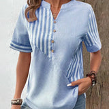 Lila soft striped blouse in Blue, view 8