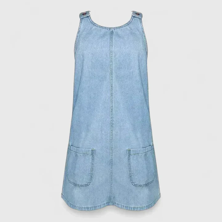 Zarisse denim look pinafore midi dress, view 2
