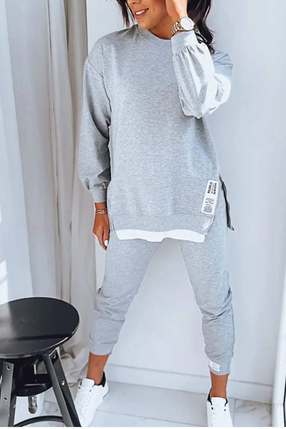 Sheila cosy sweatshirt lounge set in Grey, view 3