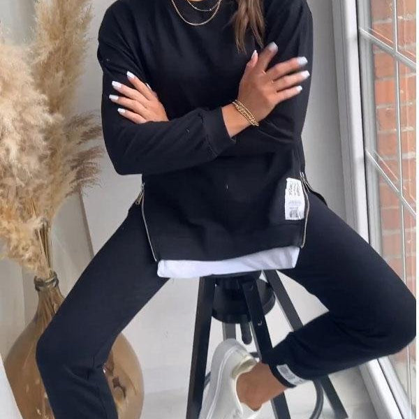 Sheila cosy sweatshirt lounge set in Black, view 9