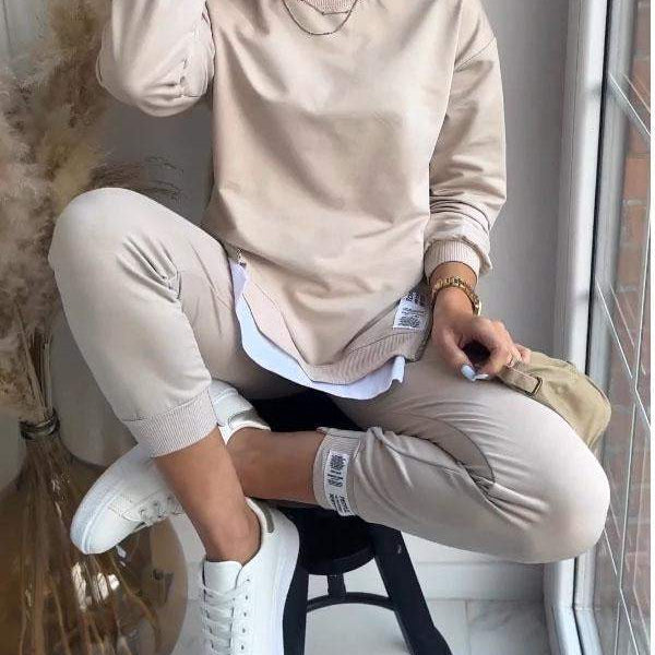 Sheila cosy sweatshirt lounge set in Khaki, view 5