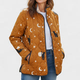 Lucy mustard star print quilted jacket, front view