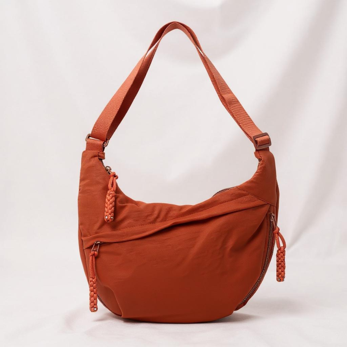 Natalie Orange Nylon Shoulder Bag, front view