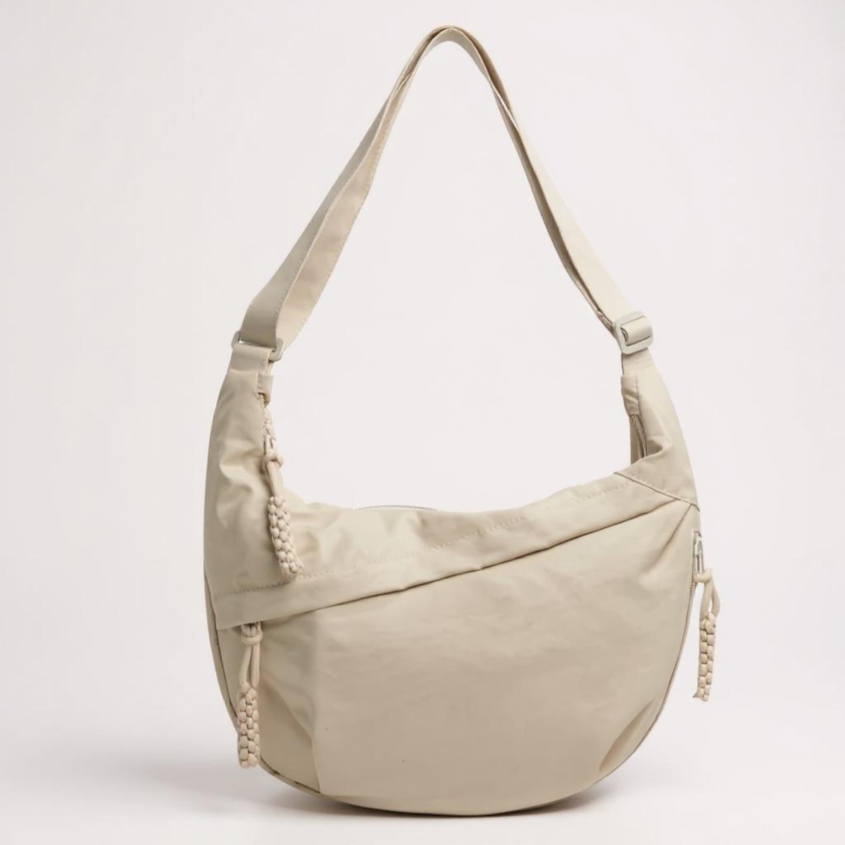 Abigail Beige Nylon Shoulder Bag, front view