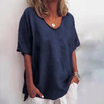 Irene soft drape top in Navy, view 6