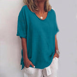 Irene soft drape top in Sea Blue, view 8