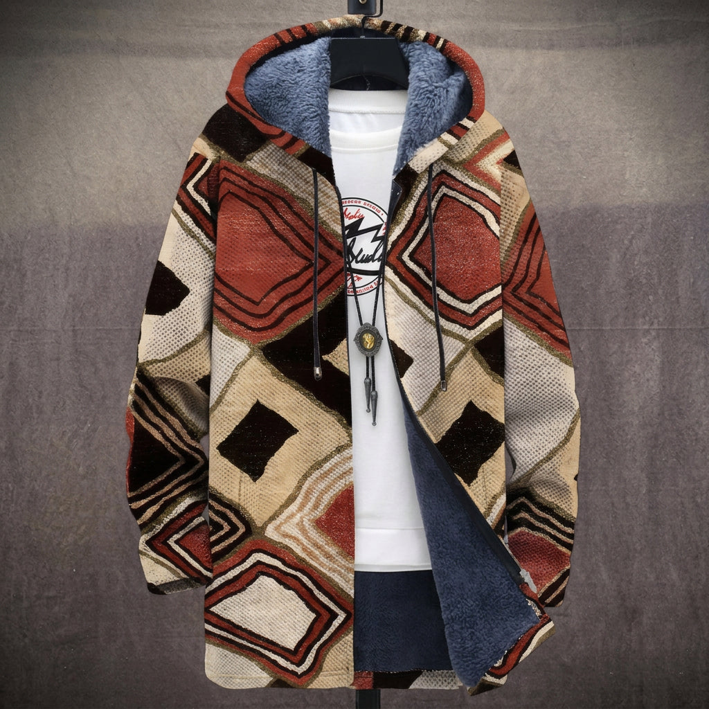 Anastasia - Brown and Beige Geometric Jacket, front view