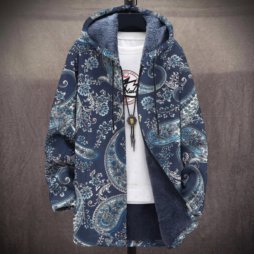 Harriet - Blue Paisley Jacket, front view