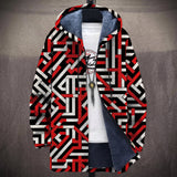 Darcey - Black and Red Geometric Maze Jacket, front view