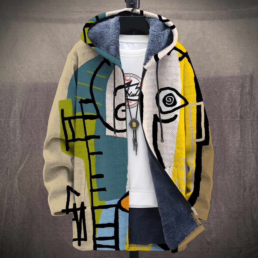 Kate - Abstract Face Line Drawing Jacket, front view