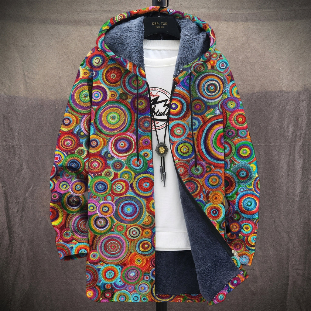 Kirsty - Colourful Concentric Circles Jacket, front view