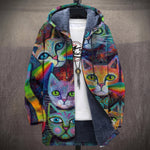 Claudia - Colourful Cats Jacket, front view