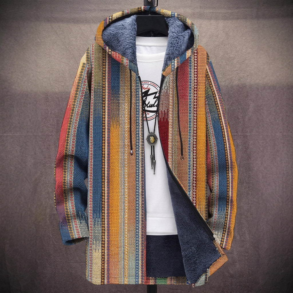Janet - Ochre Vertical Stripe Jacket, front view