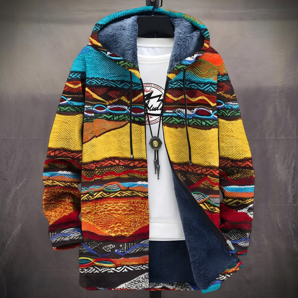 Chloe - Warm-Toned Ethnic Stripe Jacket, front view