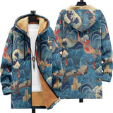 Victoria - Japanese Waves and Cranes Jacket, front and back view