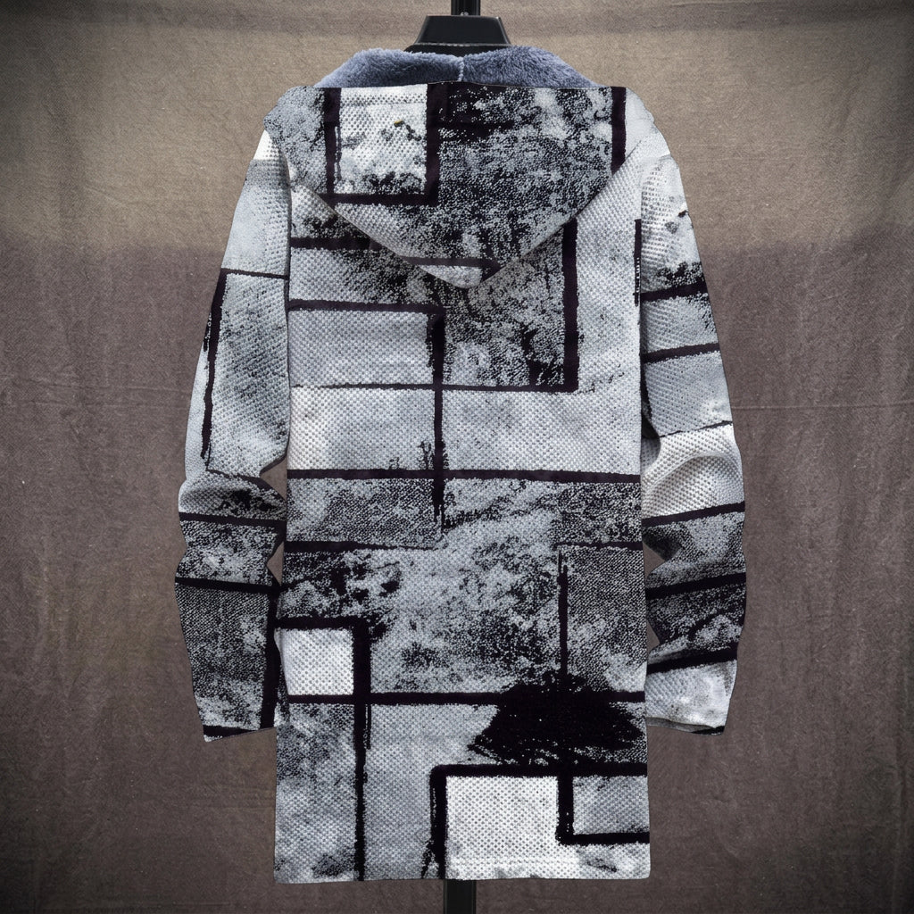 Yvonne - Black and White Abstract Jacket, back view