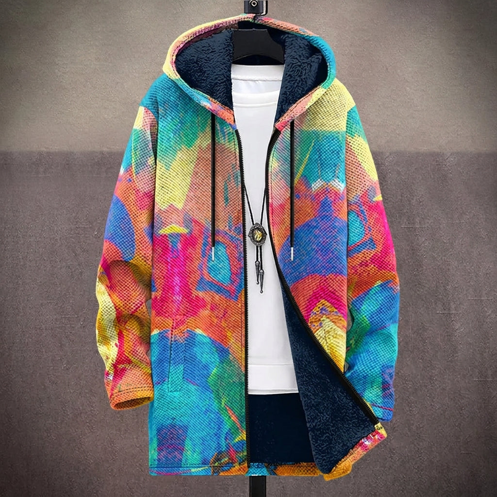 Laura - Colourful Abstract Patchwork Jacket, front view