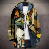 Zoe - Olive Cubist Cat Jacket, front view