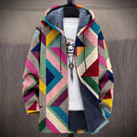 Alice - Colourful Geometric Triangle Jacket, front view