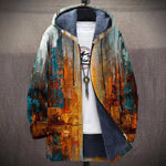 Evelyn - Turquoise and Rust Painterly Abstract Jacket, front view