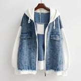 Ophelia | Two-Tone Hooded Denim Jacket