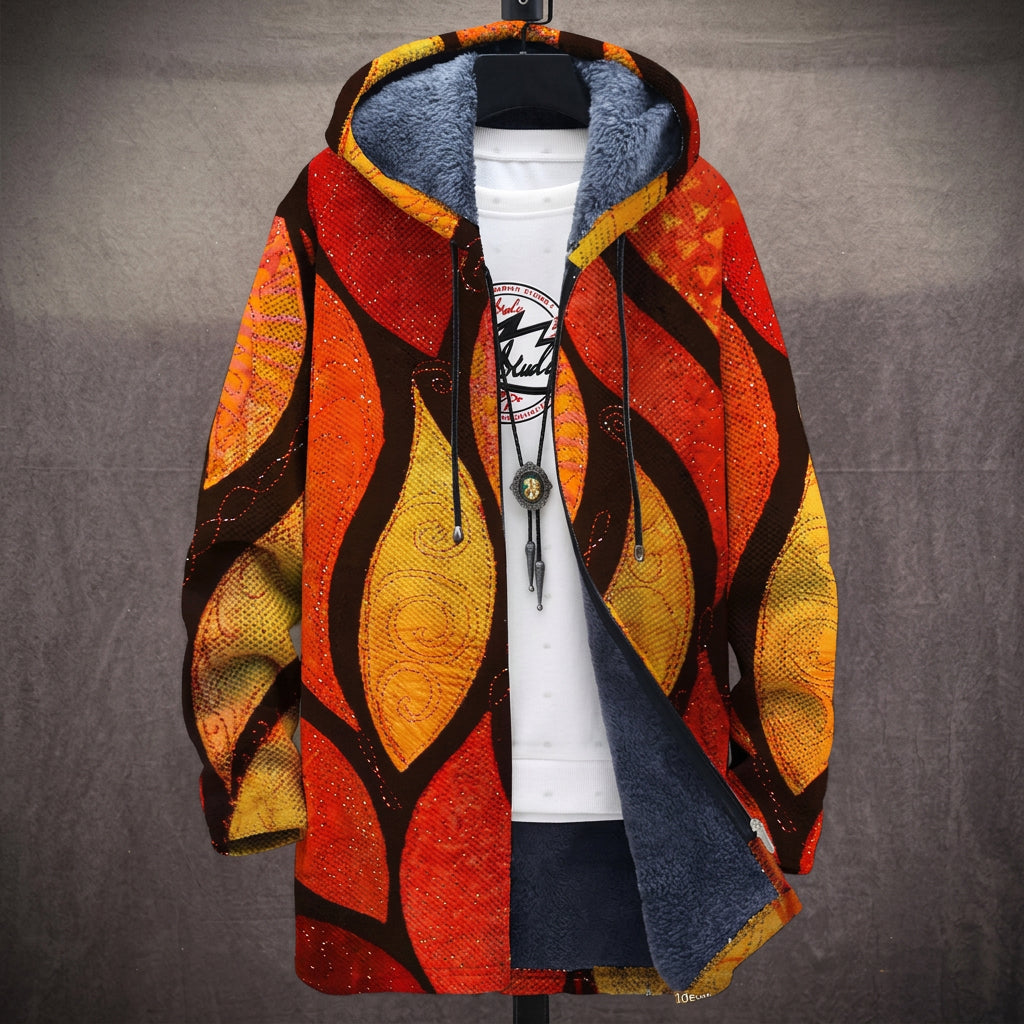 Dorothy - Warm-Toned Abstract Leaf Jacket, front view