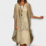Tessa elegant smocked dress in Yellow, front view