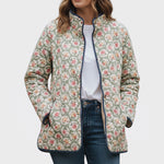 Maisie rose print quilted jacket, front view