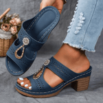 Claire Embellished Orthopaedic Sandals in Blue, view 11