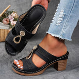 Claire Embellished Orthopaedic Sandals in Black, front view