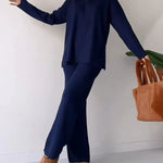 Serene elegant knit two-piece set in Dark Blue, view 4